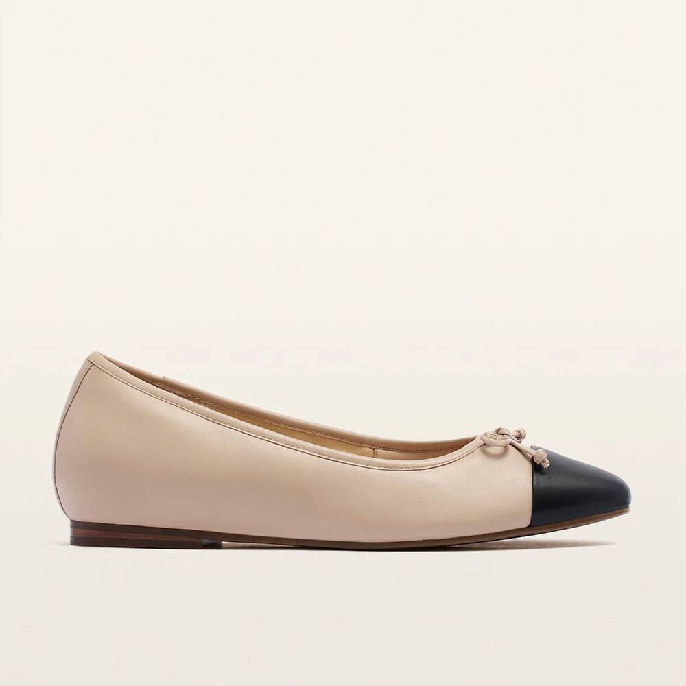 NEW FRANKIE4 women's trinity leather dress flat in warm sand/black